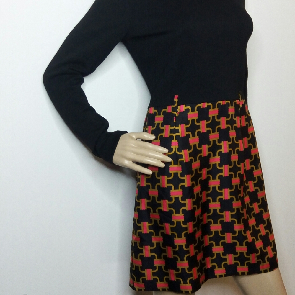 MILLY WOOL + SILK COLOR BLOCK DRESS